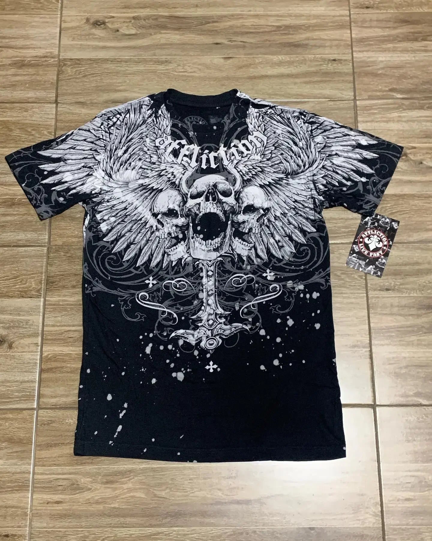 2000s Affliction Winter Long Sleeve T Shirt Hip Hop Crew Neck Oversized Sleeve Men Women Casual Gothic Clothing Tops Street Wear