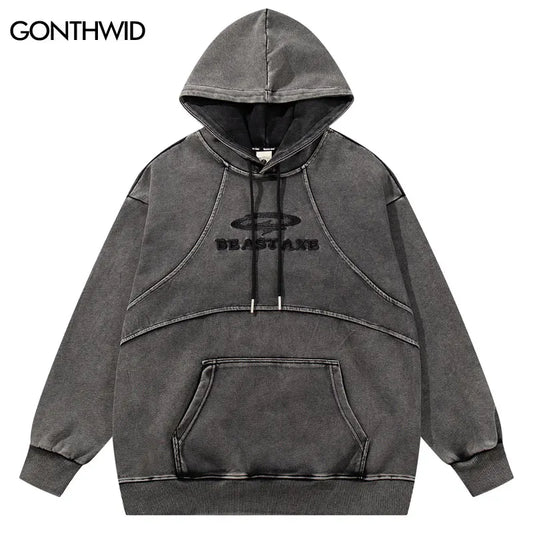 Men Vintage Hoodies Y2K Embroidered Oversized Hooded Sweatshirt Streetwear Hip Hop Punk Gothic Baggy Pullover Harajuku Hoodies