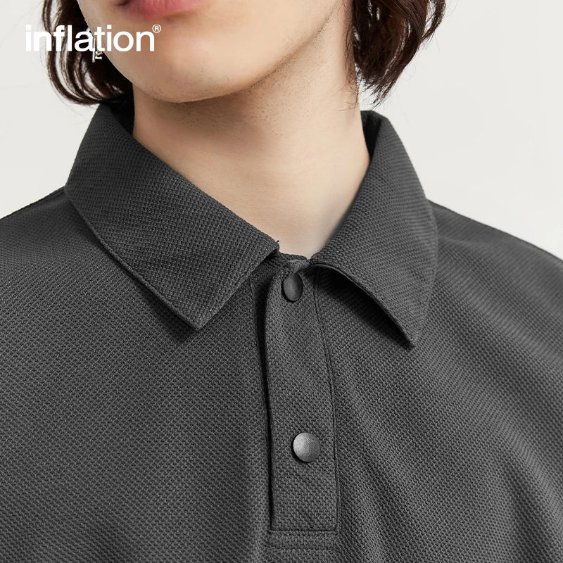 INFLATION 240gsm Heavyweight Pique Polo Shirts Men Classic Front Pocket Premium Polos