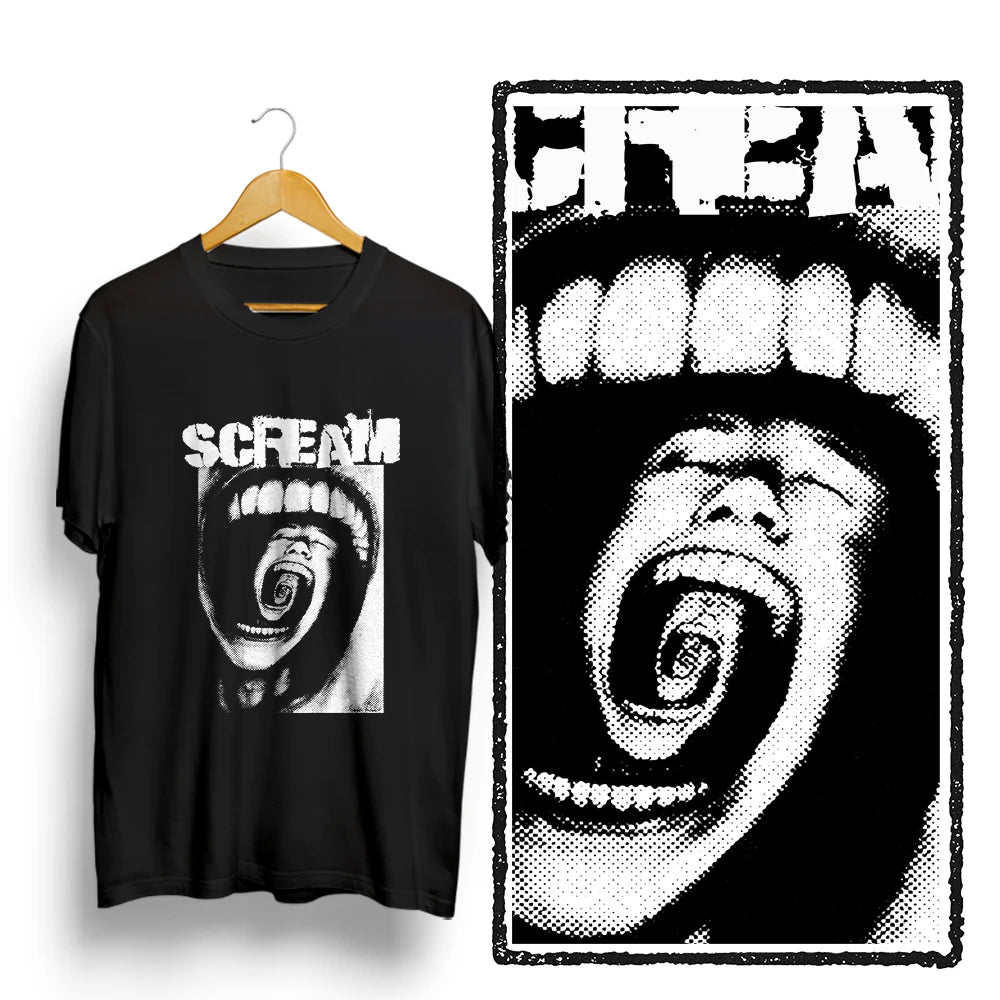 Coolmind U0052-T2 100% Cotton Scream Print Men T Shirt Casual Loose Exclusive Graphic Men Tshirt Big Size Tee Shirts