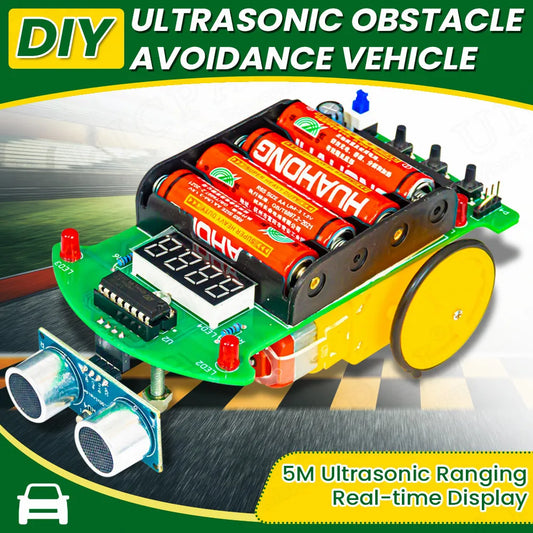 DIY Ultrasonic Ranging Obstacle Avoidance Car Electronic Kit LED Display Programming Intelligent Car Welding Practice DIY Kit