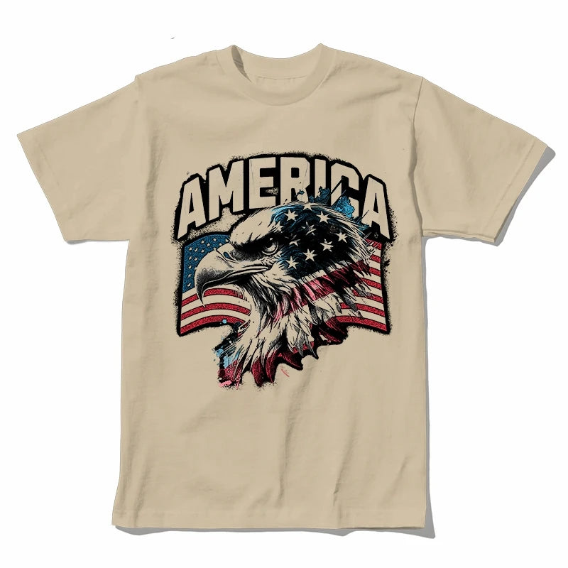 Coolmind U0030-T2 America Eagle Graphic Print Men T Shirt Casual 100% Cotton Funny Men Tshirt Big Size Tee Shrits Tops