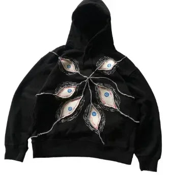 Thorns tattoo rock street fashion brand pullover hoodie oversize unisex style couple men and women printed long-sleeved jacket