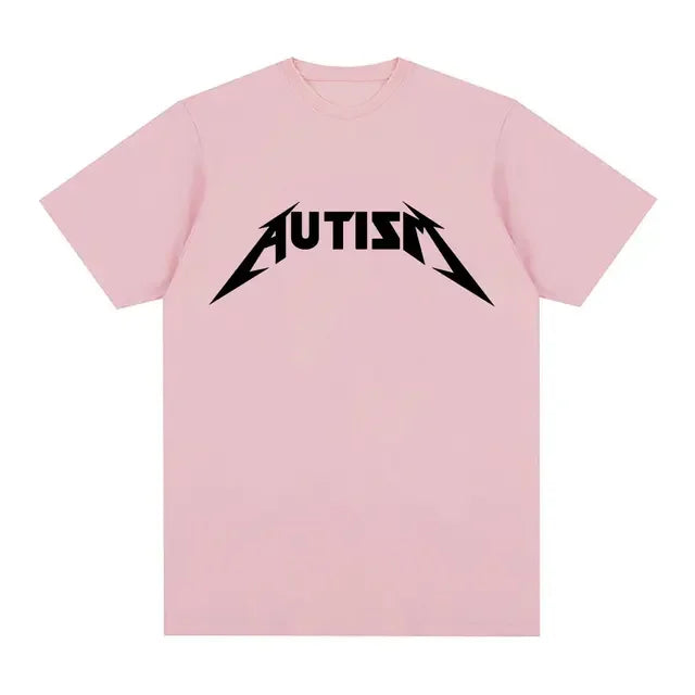 Autism Metal Rock Meme T-shirt Men Women Fashion Hip Hop Short Sleeve Oversized T-shirts Summer Sport Loose T Shirt Tops