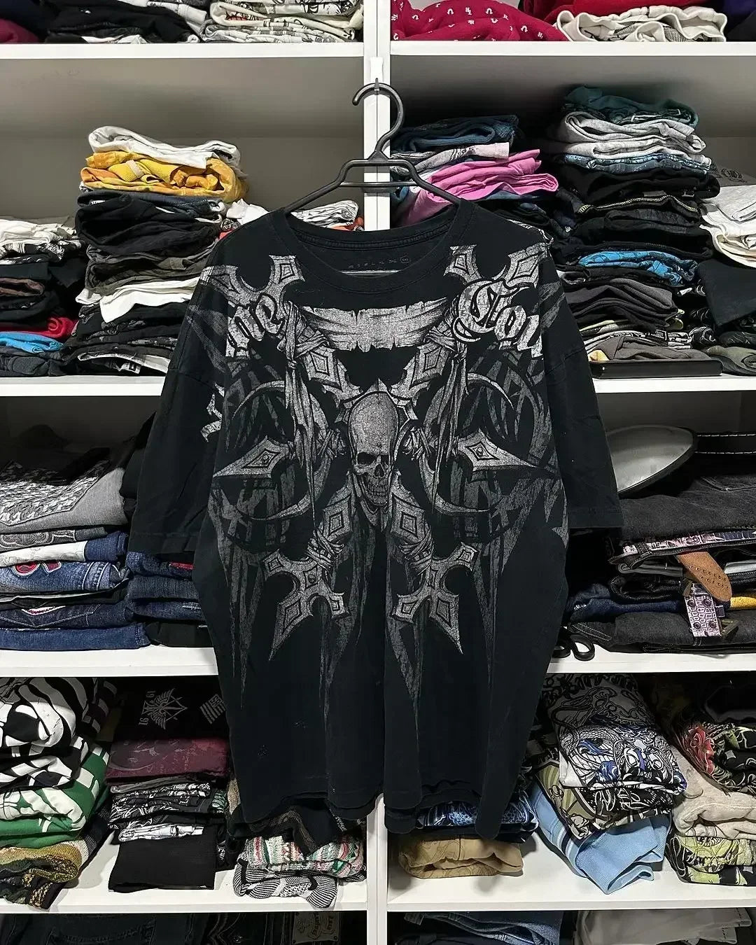 2000s Affliction Winter Long Sleeve T Shirt Hip Hop Crew Neck Oversized Sleeve Men Women Casual Gothic Clothing Tops Street Wear