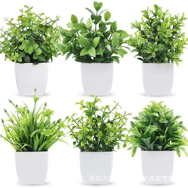 Artificial Bonsai Green Fake Plant Eucalyptus Flower Potted Plant for Indoor Outdoor Home Bedroom Garden Decoration Supplies