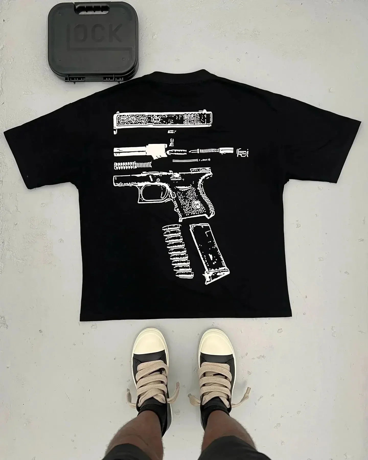 NG Cotton Fashion Brand Summer Harajuku IN GLOCK WE TRUST Letter Print Short Sleeve Men Clothing graphic t shirts