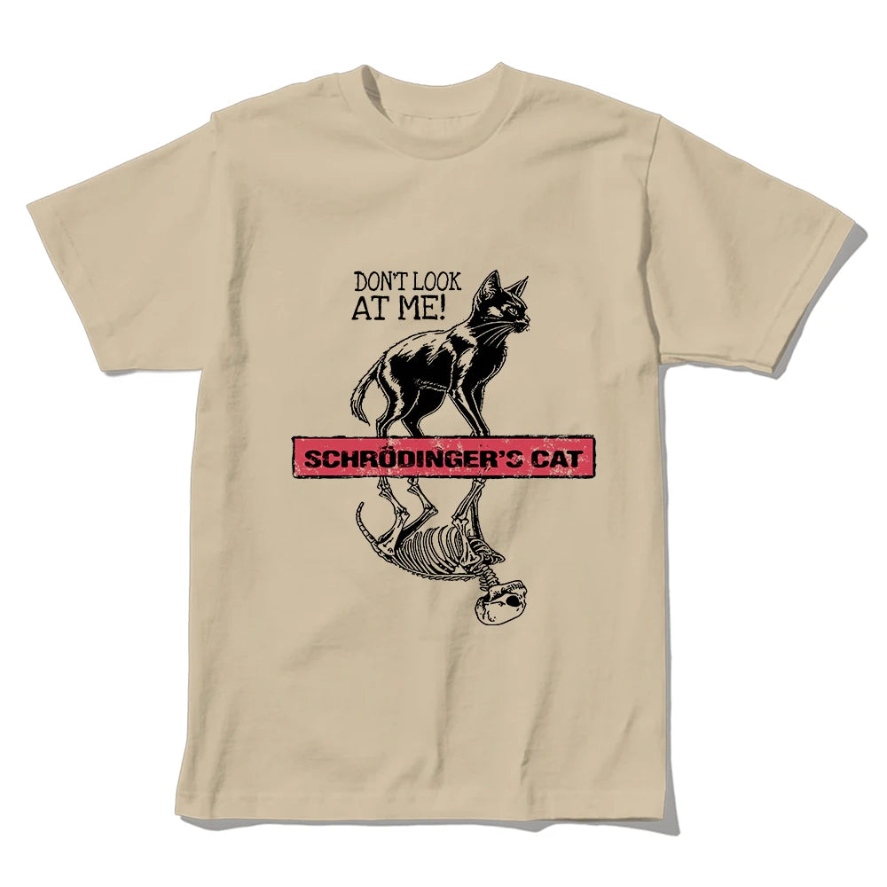 Coolmind U0156-T2  Schrodinger'S Cat Print Men T Shirt 100% Cotton Exclusive Cat Print Tshirt Cool Unisex Tee Shirts