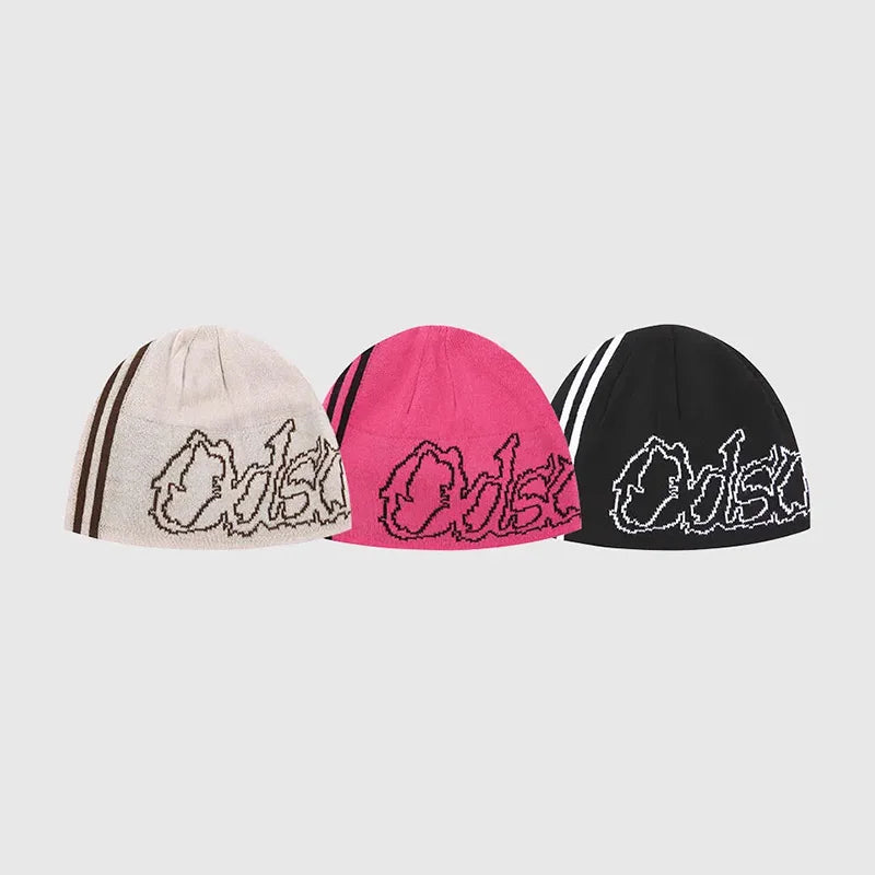 Women Beanie Hat Korean Fashion Knit Letter Winter Jacquard Hip Hop Harajuku Graphic Y2k Streetwear Unisex Pullover Accessories