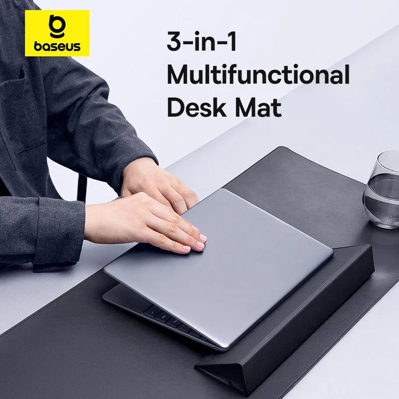 Baseus 3 in 1 Desk Mat Multifunction Mouse Pad Ergonomic Design Wrist Rest Laptop Keyboard Stand Smart Bracket Soft PU Mice Pad