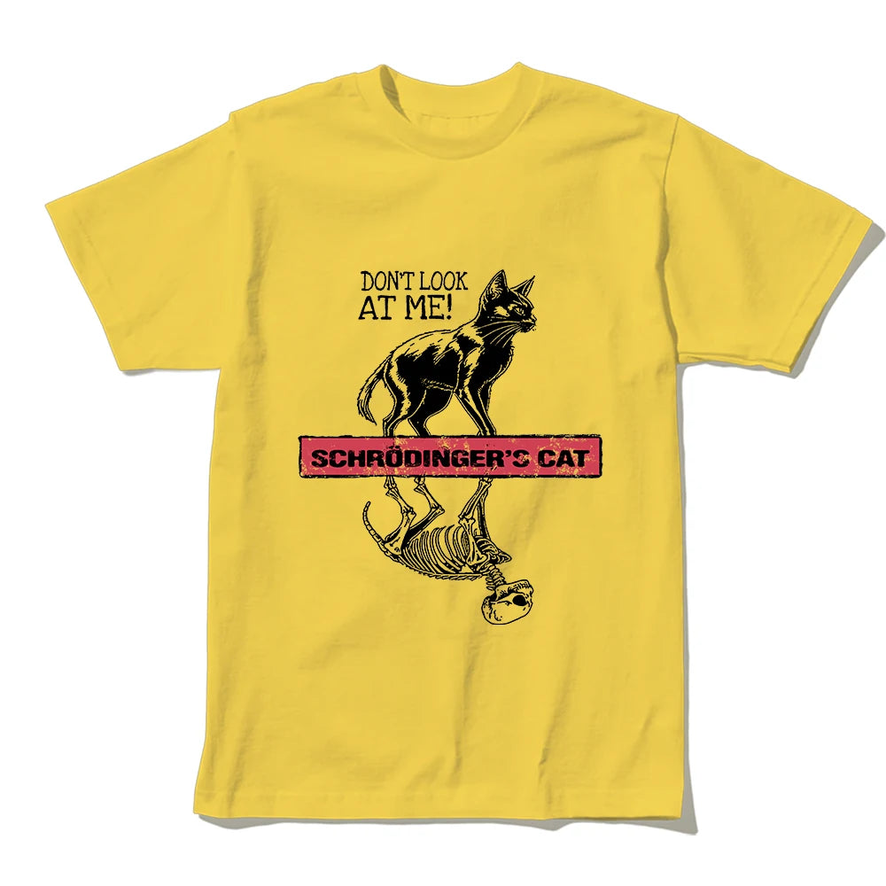 Coolmind U0156-T2  Schrodinger'S Cat Print Men T Shirt 100% Cotton Exclusive Cat Print Tshirt Cool Unisex Tee Shirts