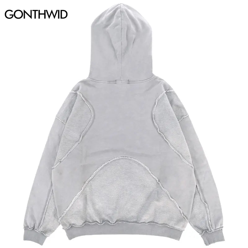 Vintage Hoodie Streetwear Hip Hop Embroidery Letter Washed Pullover Harajuku Punk Goth Cotton Hooded Sweatshirt 2024 Men Fashion