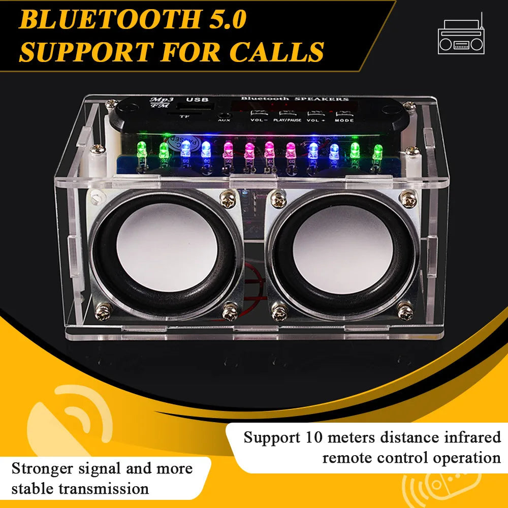 DIY Bluetooth Speaker Kit with FM Radio 87.5-108MHZ DIY Soldering Project Practice Electronic Kit Solder Assembly U Disk TF