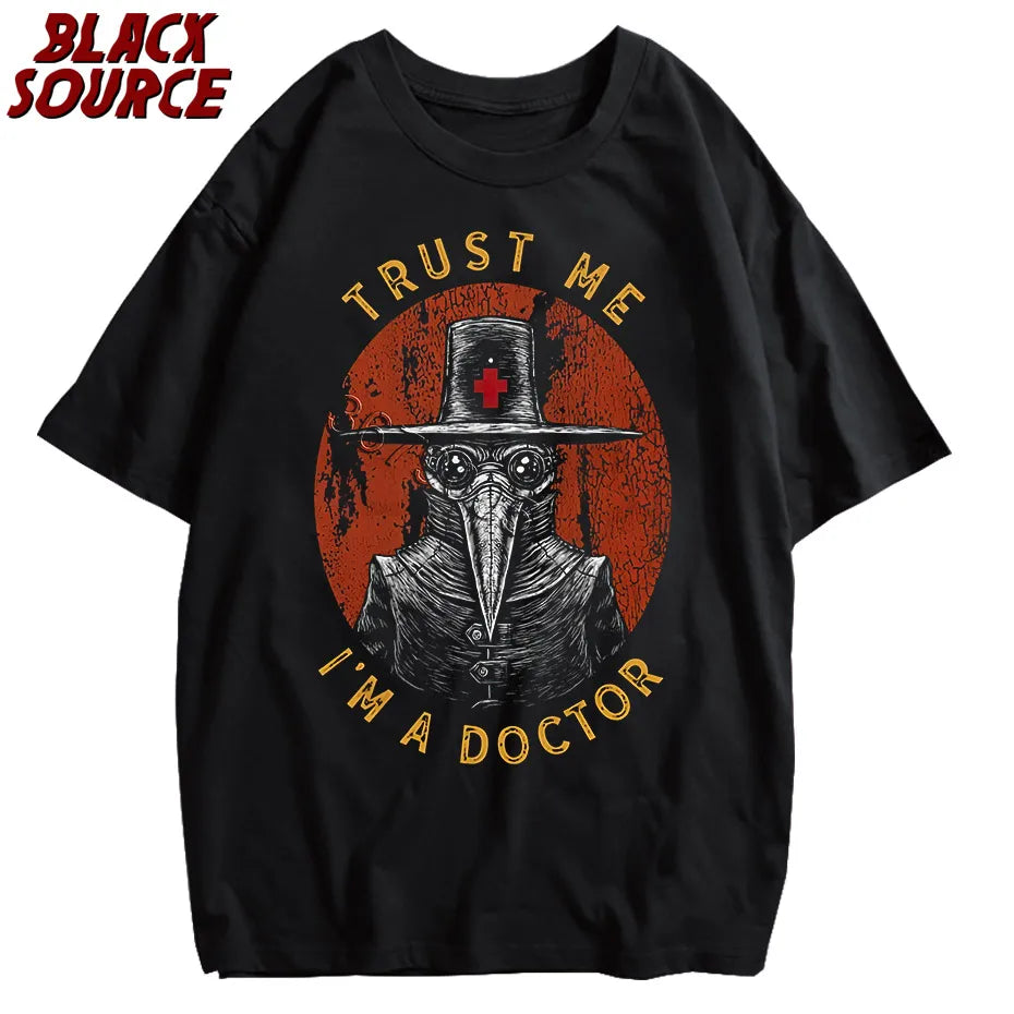 Humor Trust Me I'm A Doctor T Shirt Men Cotton Funny Harajuku T-shirt Short Sleeves Halloween Plague Doctor Tees Streetwear Tops