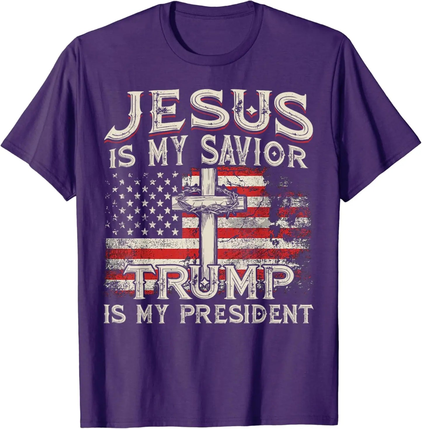 Jesus Is My Savior Trump Is My President American Flag  Women's T-shirts Fashion Y2k Tops Tshirt Haikyuu Graphic Tees 80811