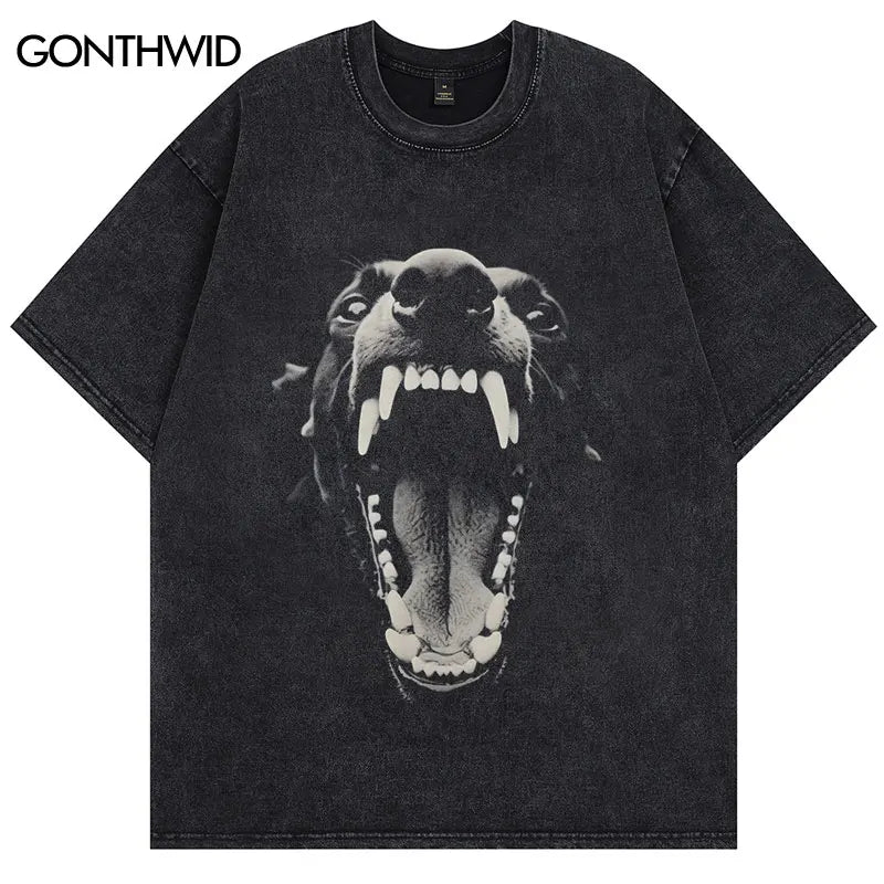 Oversize Doberman Dog Streetwear  T-Shirt