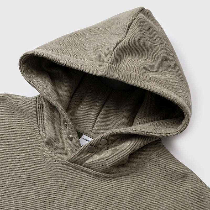 INFLATION Heavyweight Fleece Crop Boxy Hoodies Men Premium Cozy Hooded Sweatshirts Streetwear