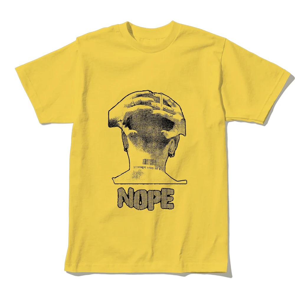 Coolmind U0089-T2 Nope Exclusive Graphic Print Streetwear 100% Cotton Men Tshirt Loose Big Size Unisex Tee Shirts