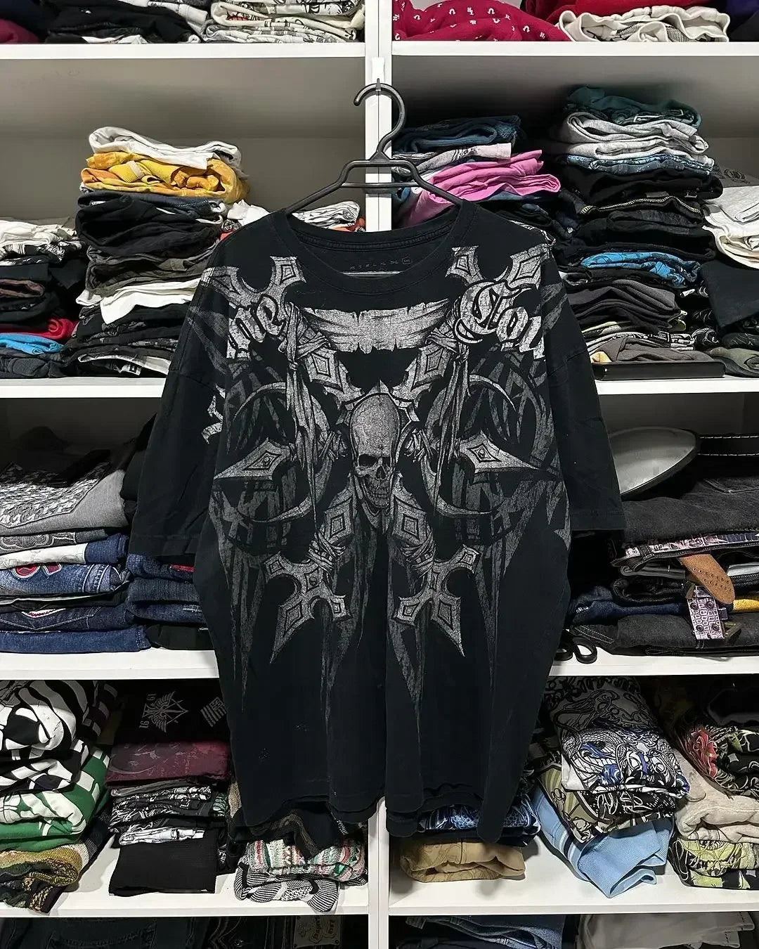 Affliction Long sleeved T shirt Y2K Gothic Fashion Round Neck Oversized Pullover Shirt New Mens Womens Casual Tops Streetwear