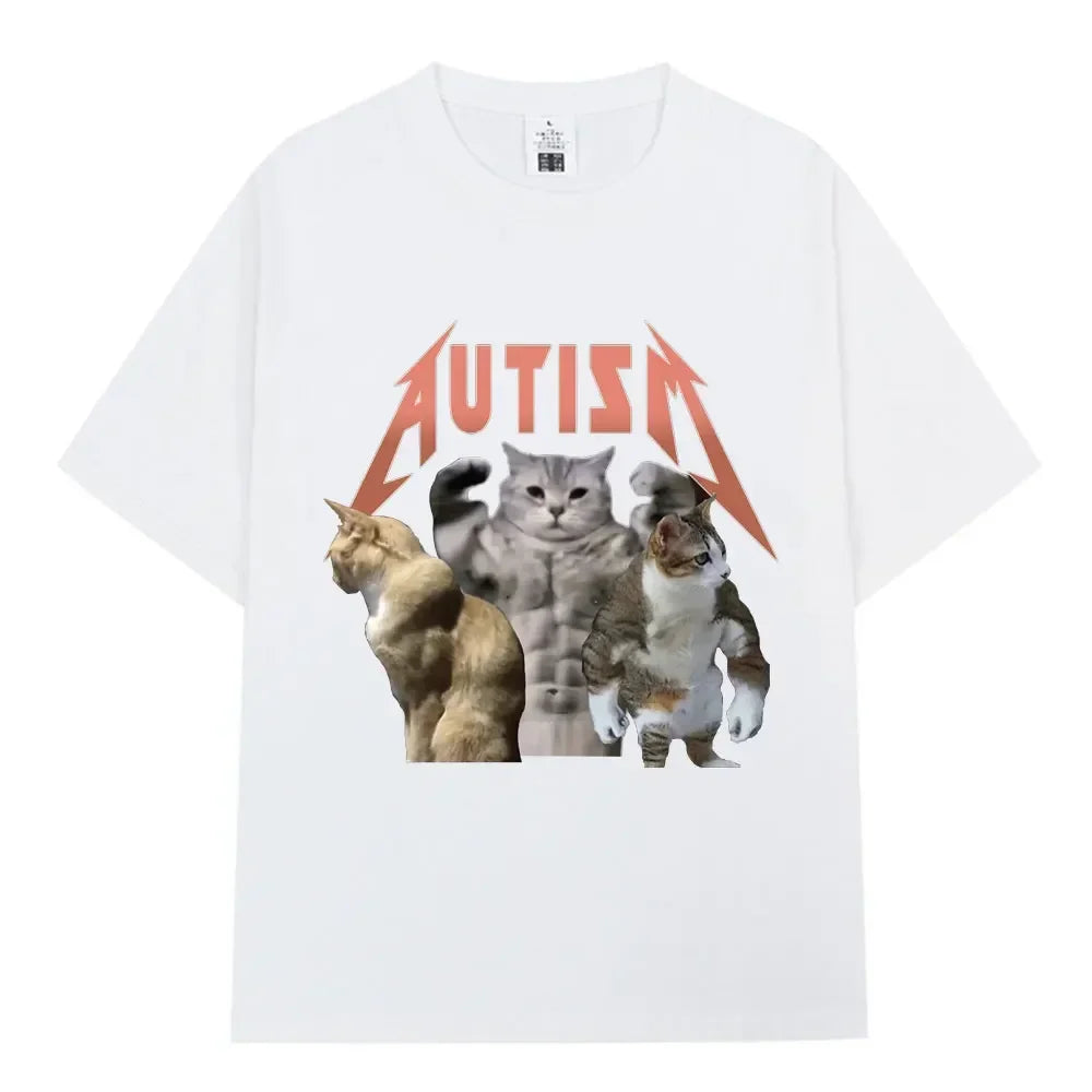 Buff Cats Autism Memory T-shirt Fitness Gym Fashion Hip Hop Short Sleeve T Women's Summer Comfortable T-shirt