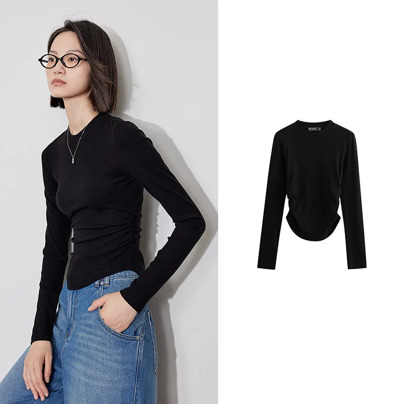 TOYOUTH Women Bottoming Shirts 2024 Winter New Long Sleeve Slim Fit Skinny Warm Basic Pullover Shirt Tops 3 Colors