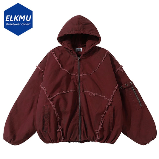 Hip Hop Streetwear Jackets Winter Hooded Parkas Men Thicken Warm Coat Vintage Harajuku Oversized Padded Puffer Jackets