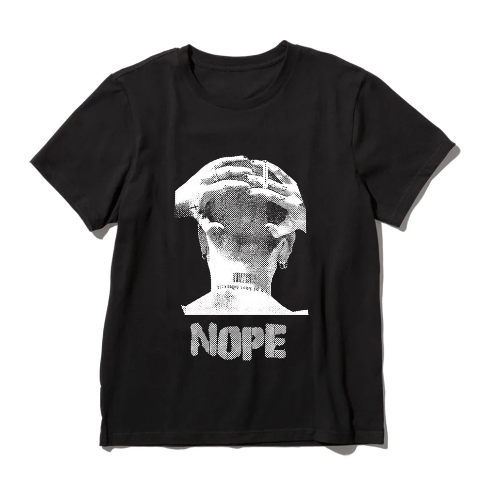 Coolmind U0089-T2 Nope Exclusive Graphic Print Streetwear 100% Cotton Men Tshirt Loose Big Size Unisex Tee Shirts