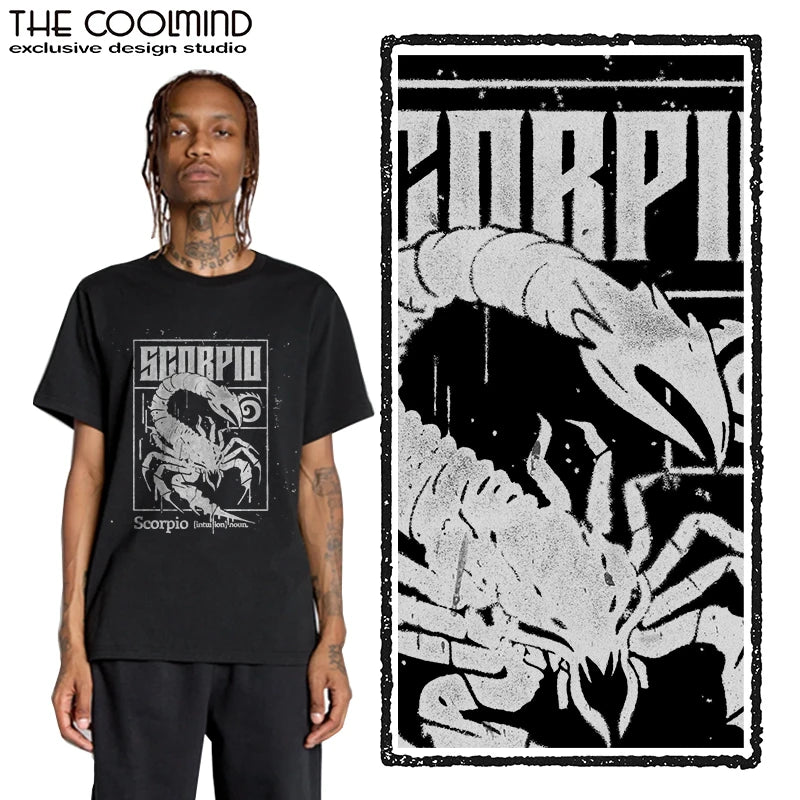 Coolmind U0029-T2 Scorpio Exclusive Graphic Print Men T Shirt Short Sleeve Big Size Men Tshirt Cool Tee Shirt Men