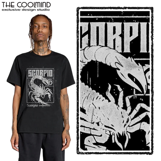 Coolmind U0029-T2 Scorpio Exclusive Graphic Print Men T Shirt Short Sleeve Big Size Men Tshirt Cool Tee Shirt Men