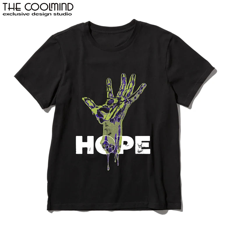 Coolmind U0019-T2 Hand Print Men T Shirt Cool Exclusive Graphic Tshirt Unisex O-Neck Tee Shirts Tops