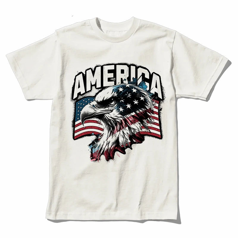 Coolmind U0030-T2 America Eagle Graphic Print Men T Shirt Casual 100% Cotton Funny Men Tshirt Big Size Tee Shrits Tops