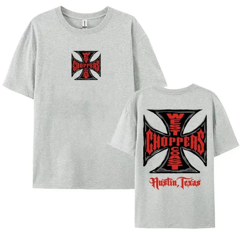 West Coast Choppers Iron Cross Graphic Tshirts for Men Hip Hop Harajuku Streetwear T-shirt Male Casual Cotton Oversized T Shirt