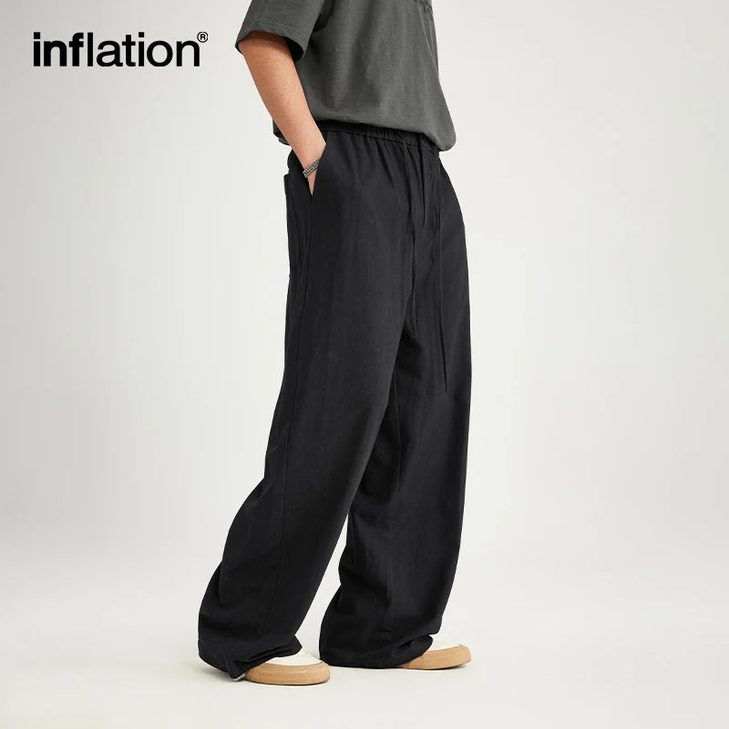 INFLATION Bamboo Cotton Linen  Wide Leg Pants 2024 Spring Summer All-match Casual Mens Trousers