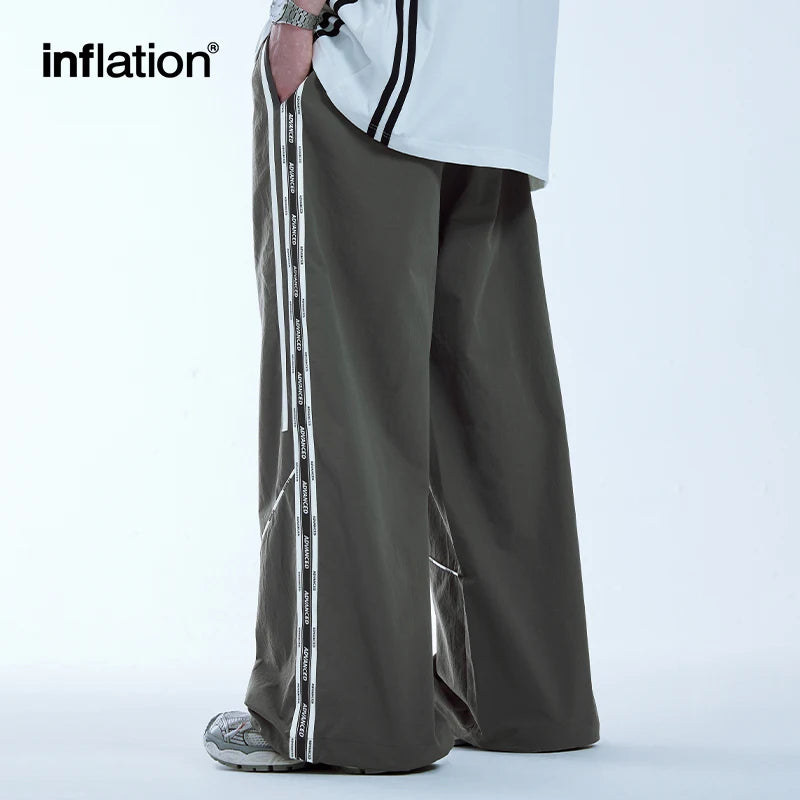 INFLATION Retro Side Splicing Track Pants Men Sportswear Wide Leg Pants