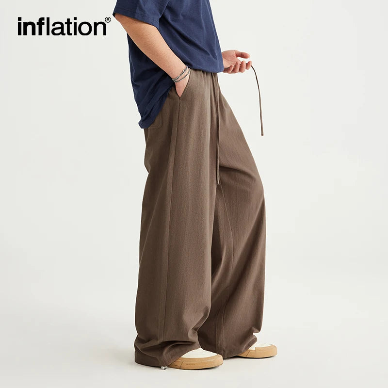 INFLATION Bamboo Cotton Linen  Wide Leg Pants 2024 Spring Summer All-match Casual Mens Trousers