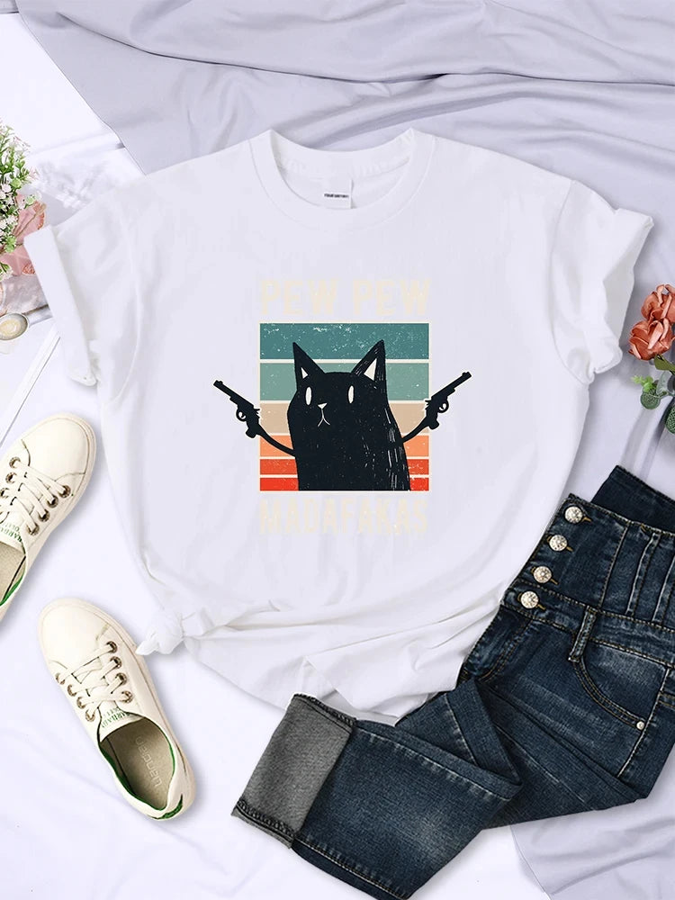 Pew Pew Madafaks Cute Funny Print Women T Shirts Hip Hop Tee Clothes Creativity Casual Tops Crewneck Womans Short Sleeve 42339