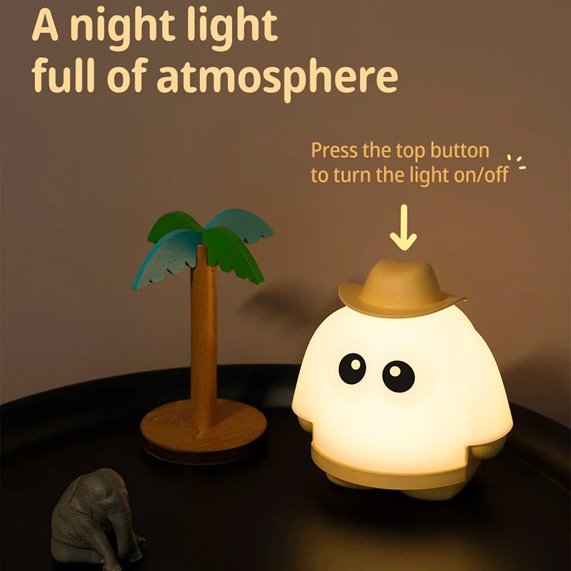 Mini Desktop LED Cute Night Lamp Creative USB Rechargeable Portable Cartoon Table Lamp For Coffee Bar Home Decor Hotel Bedroom