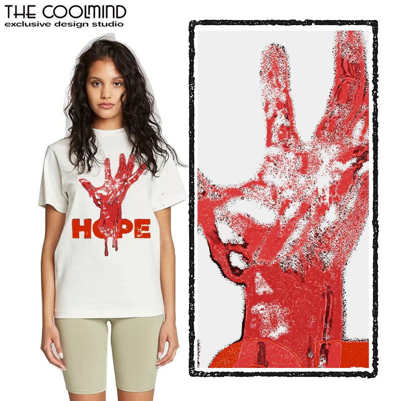 Coolmind U0019-T2 Hand Print Men T Shirt Cool Exclusive Graphic Tshirt Unisex O-Neck Tee Shirts Tops