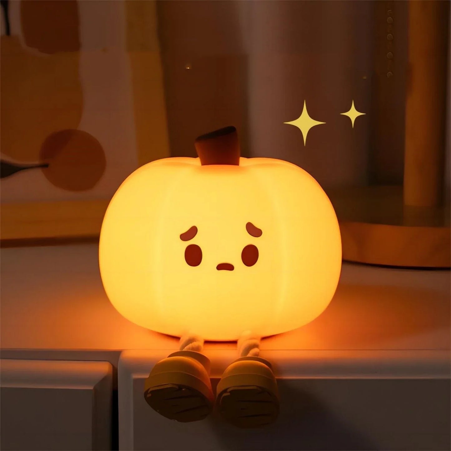 Pumpkin Night Lights Cute Soft Silicone Safe Lamp Decorations Timing Dimmable Bedside Decor Kids Baby Birthday Gifts