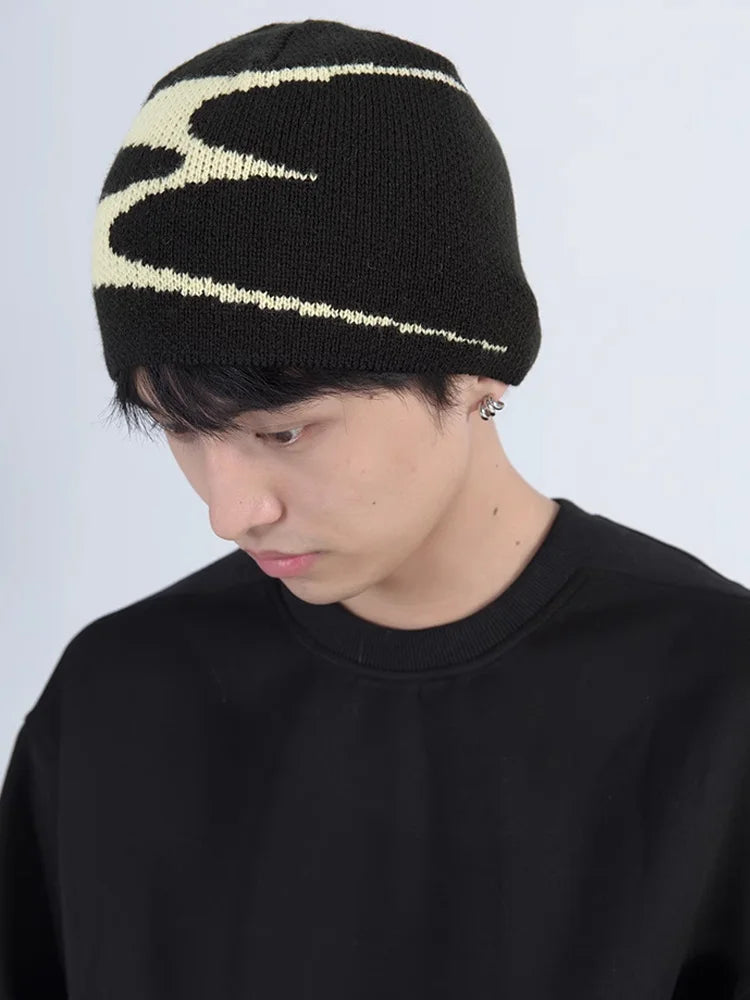 Men Beanies Knit Y2k Hip Hop Graphic Caps Streetwear Winter Gothic Vintage Korean Fashion Pullover Accessories Unisex Women Hats