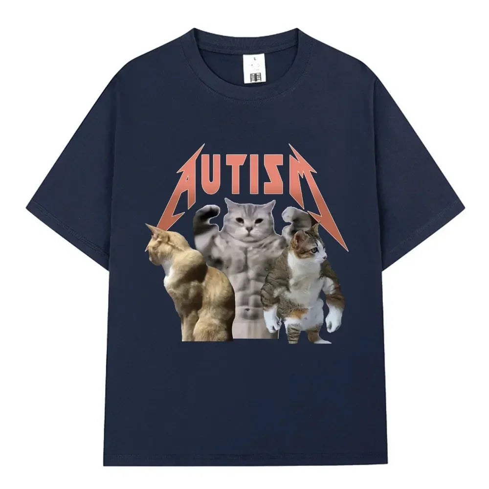 Buff Cats Autism Memory T-shirt Fitness Gym Fashion Hip Hop Short Sleeve T Women's Summer Comfortable T-shirt