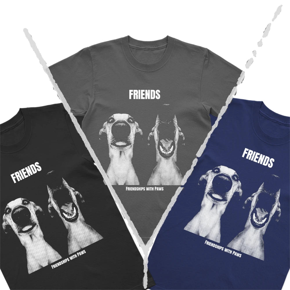 Coolmind U0077-T2 100% Cotton Funny Friends Dog Print Men T Shirt Cool Exclusive Graphic Men Tshirt O-Neck Unisex Tee Shirts