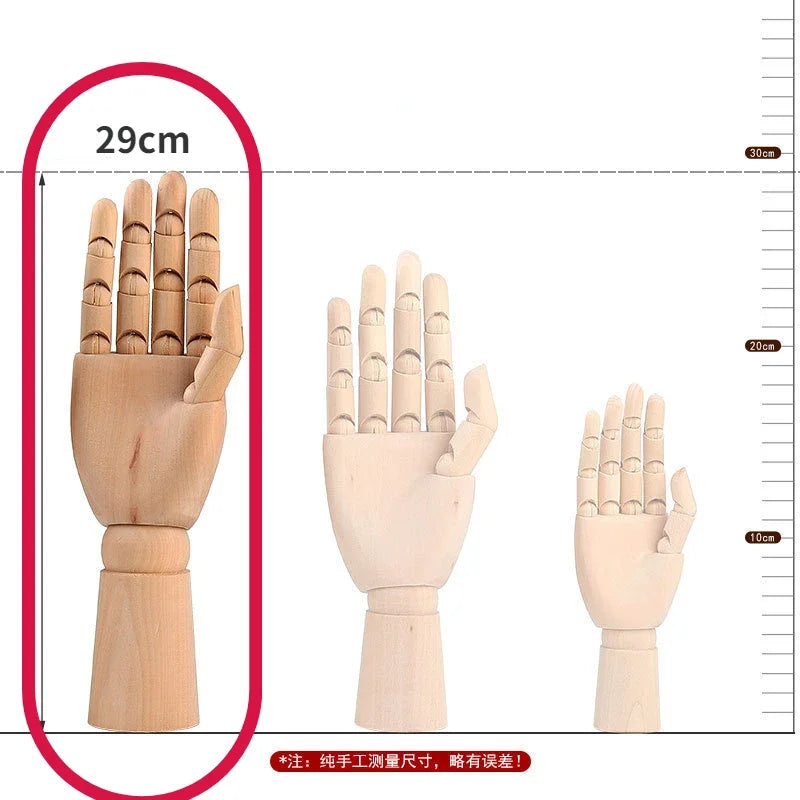 Wooden Hand Figurines Rotatable Joint Hand Model Drawing Sketch Mannequin Miniatures Office Home Desktop Room Decoration