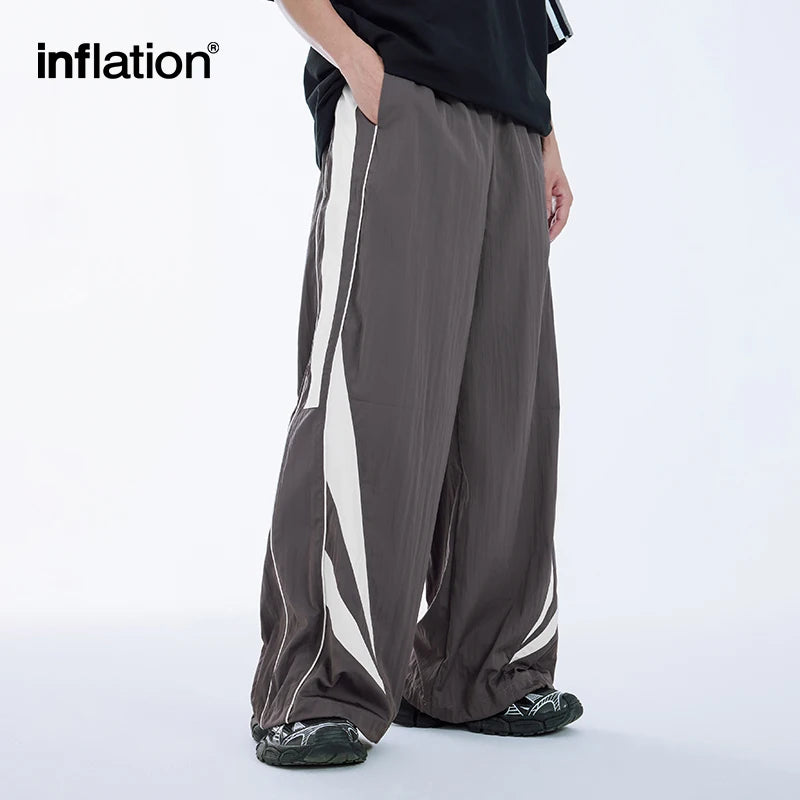 INFLATION Retro Patchwork Wide-leg Pants Trendy Water-Repellent Track Pants Sportswear