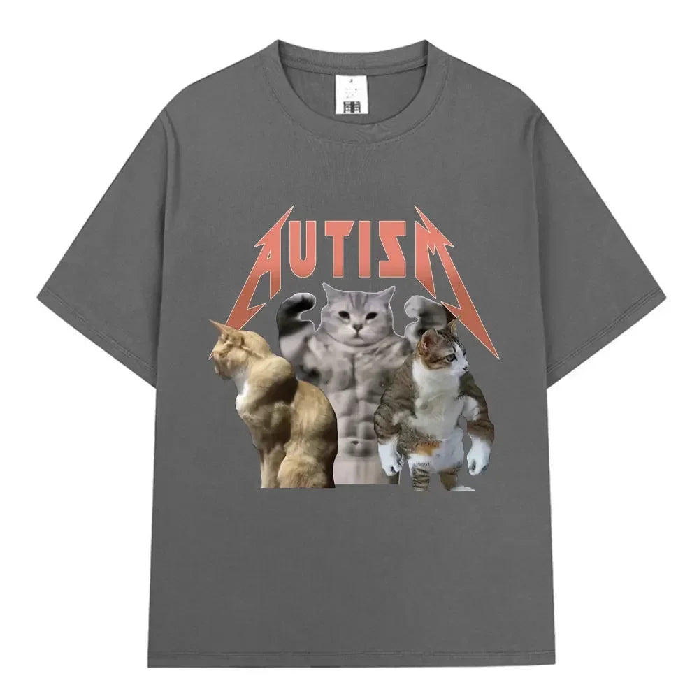 Buff Cats Autism Memory T-shirt Fitness Gym Fashion Hip Hop Short Sleeve T Women's Summer Comfortable T-shirt