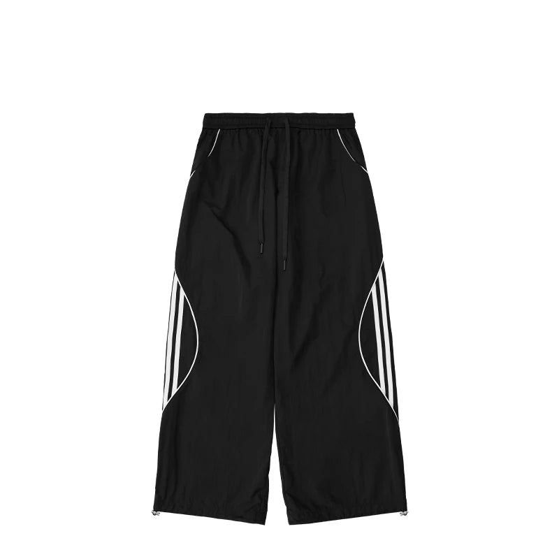 INFLATION Vintage Striped Wide Leg Trousers Unisex  Drawstring Waist Sportswear Track Pants