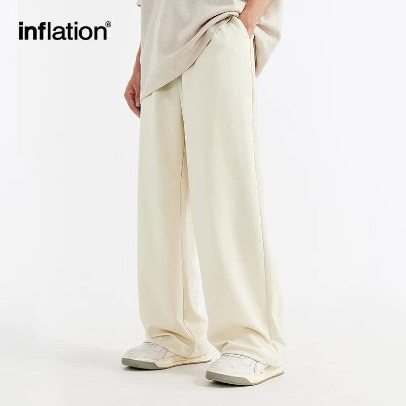 INFLATION Skin-friendly Sweatpants Unisex Cool Feeling Breathable Wide Leg Pants