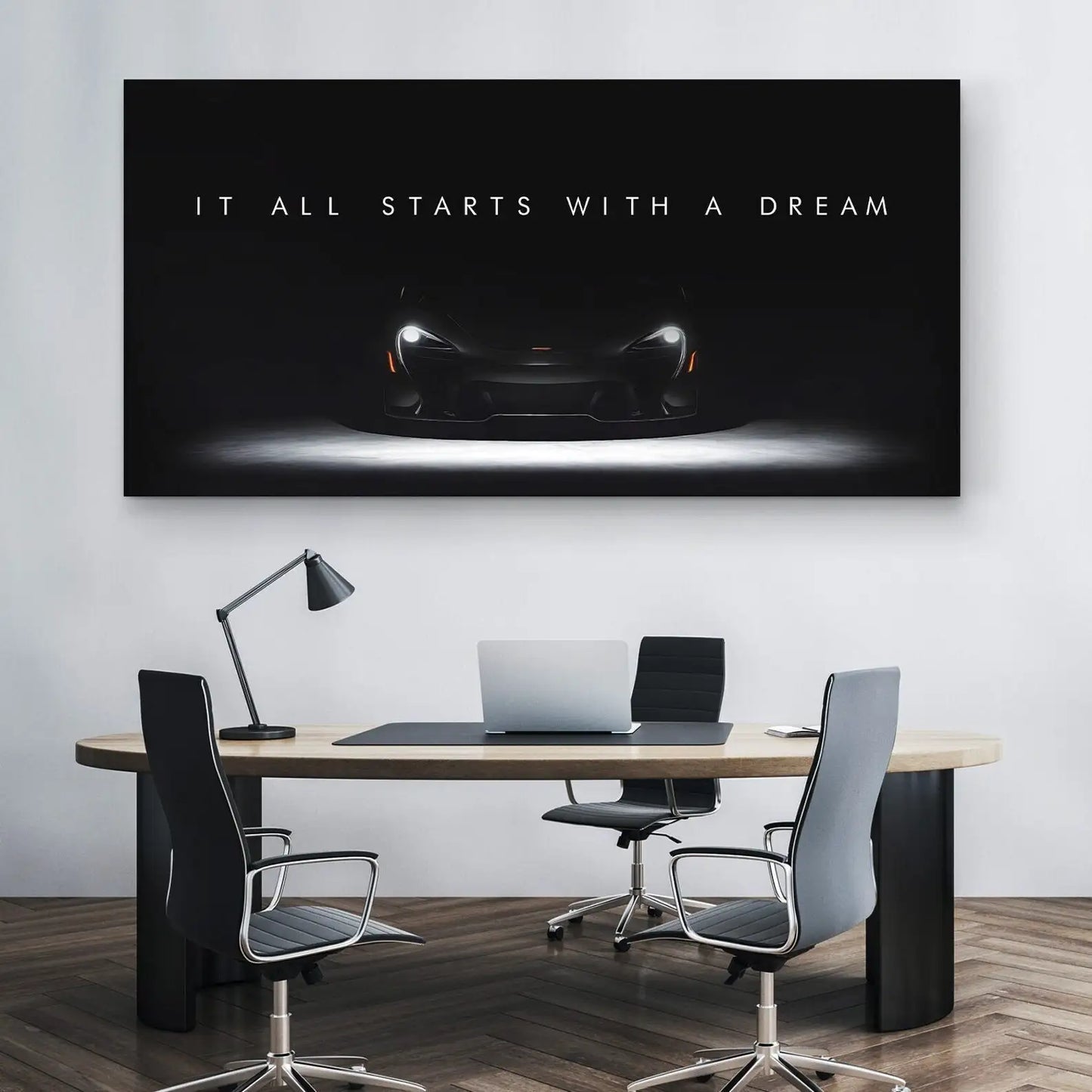 Super Car Canvas Wall Art Inspirational Quote IT ALL STARTS WITH A DREAM Poster for Home Wall Decor Gift for Friends Unframed