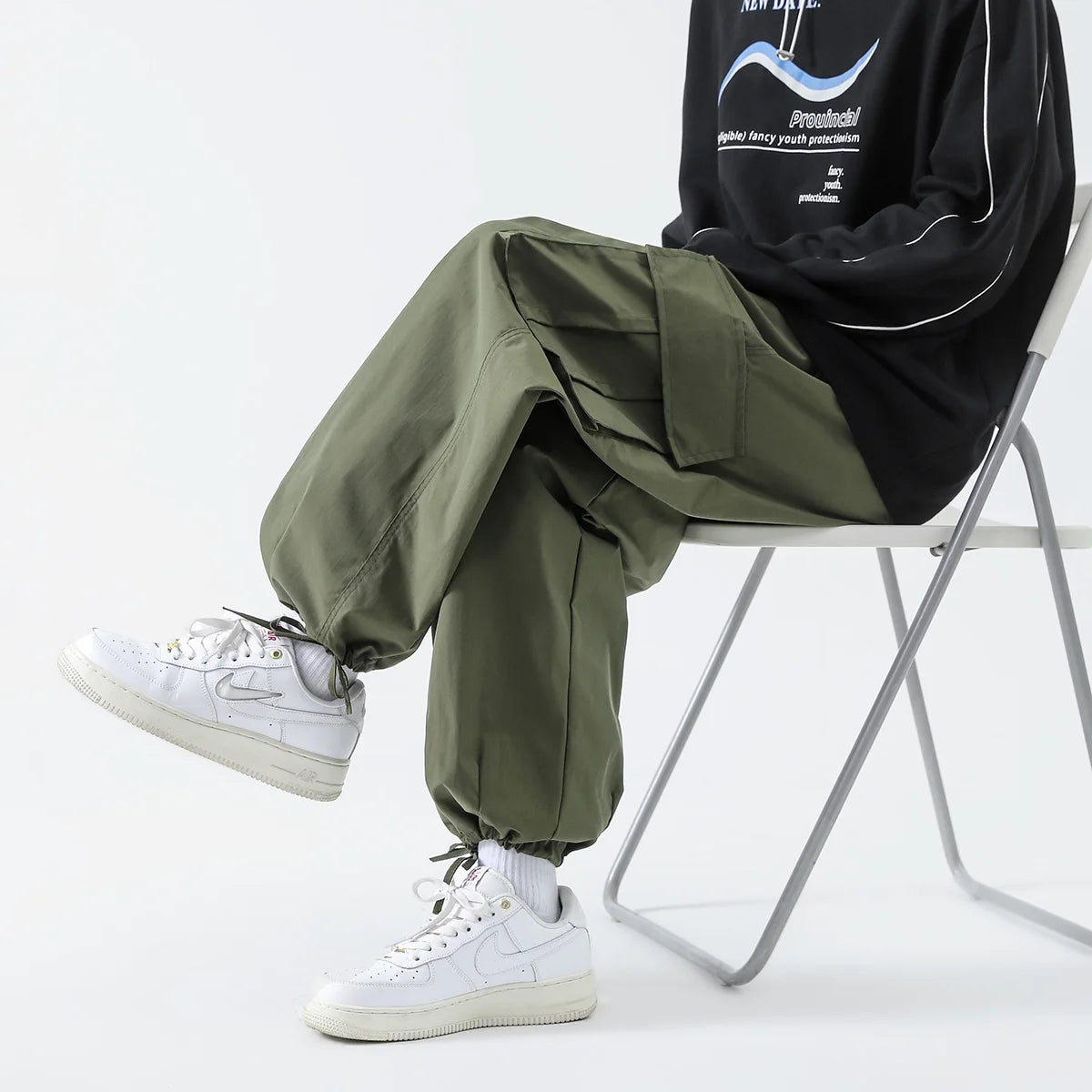 LAPPSTER Y2k Streetwear Baggy Tactical Pants For Men Tracksuit Black Korean Fashion Joggers Harajuku Army Green Stacked Pants