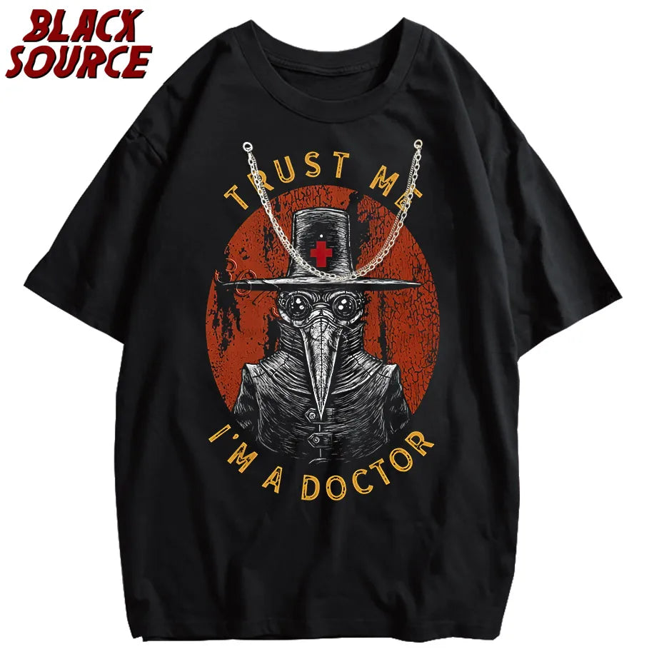 Humor Trust Me I'm A Doctor T Shirt Men Cotton Funny Harajuku T-shirt Short Sleeves Halloween Plague Doctor Tees Streetwear Tops